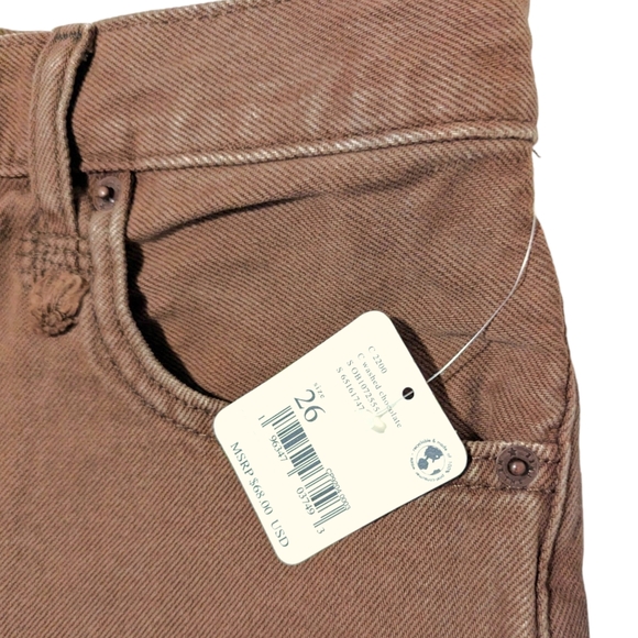 We The Free Makai Distressed Cutoff Shorts Womens Size 26 Brown Washed Chocolate - Picture 5 of 16